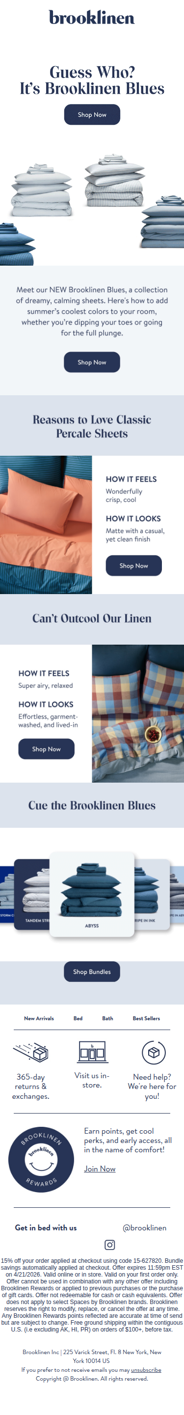 NEW Color Drop! Shop Brooklinen Blues