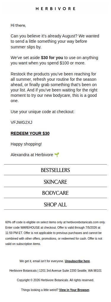We set aside $30 for you