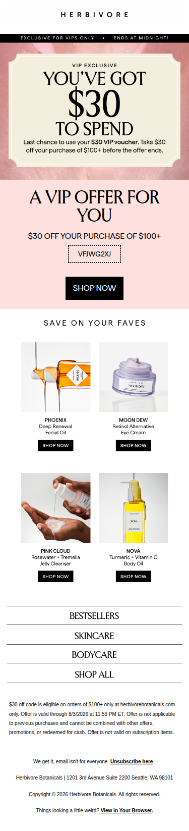Your $30 voucher expires at midnight!