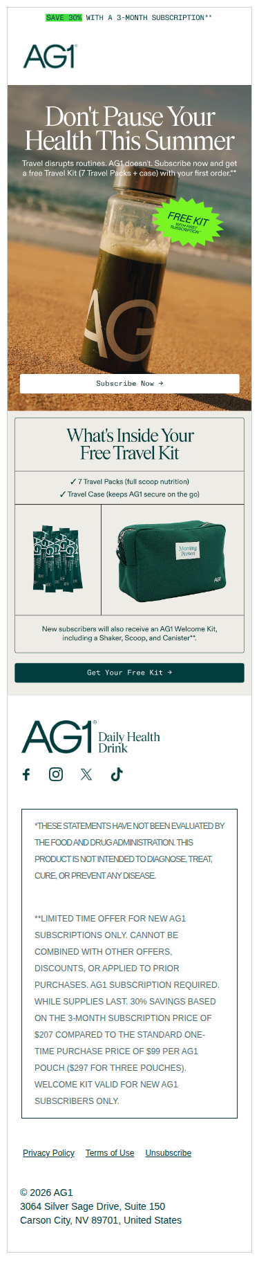 EXTENDED: Free Travel Kit With Subscription