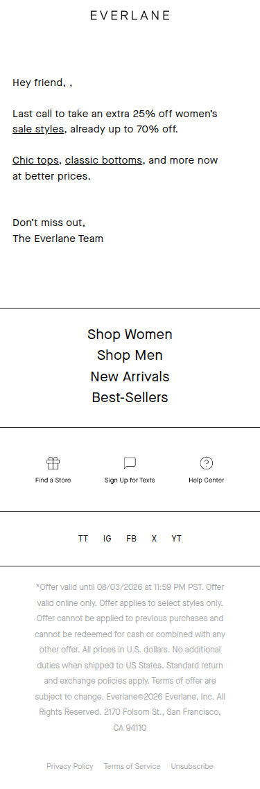 Few Hours Left: Extra 25% Off Sale Styles
