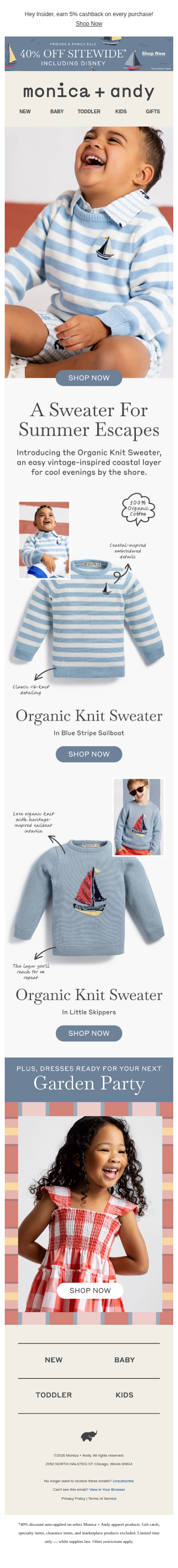 Soft Knits. Smooth Sailing. 40% Off!