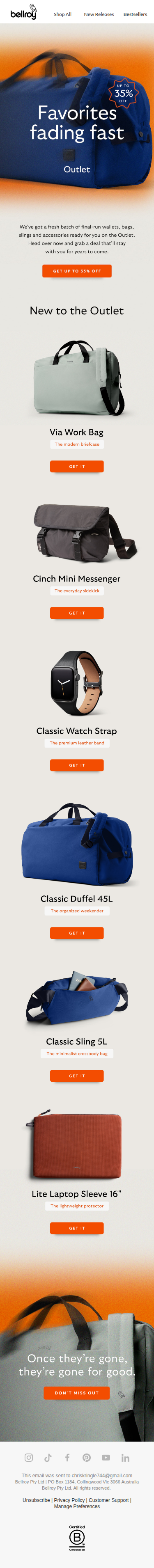 Up to 35% off on the Outlet