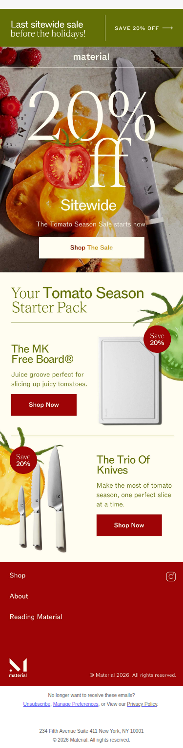 20% Off - Tomato Season Sale Is On