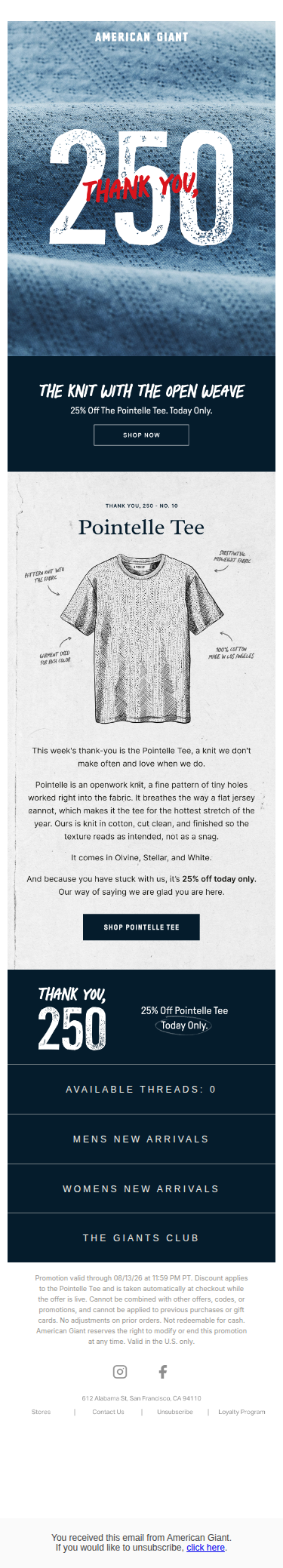25% Off The Pointelle Tee