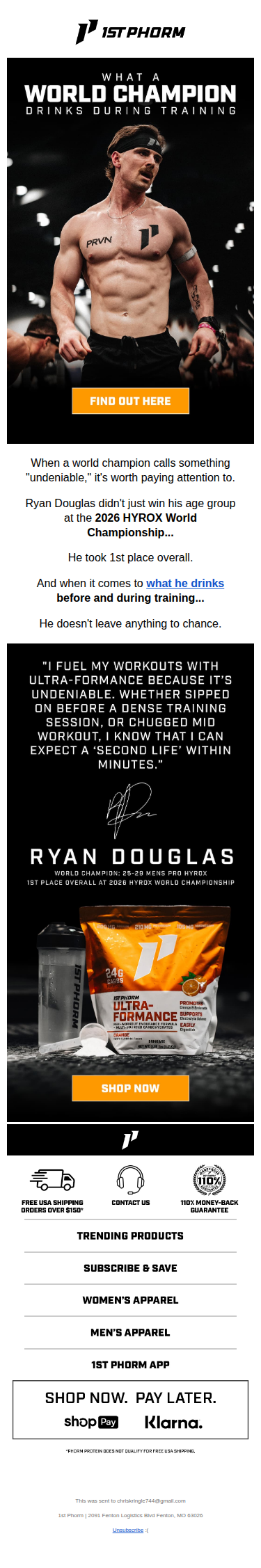 This world champion won't train without...