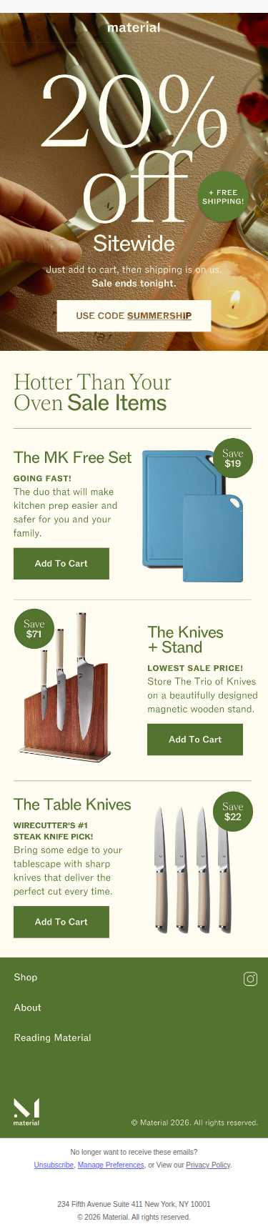 20% Off + Your Order Ships Free