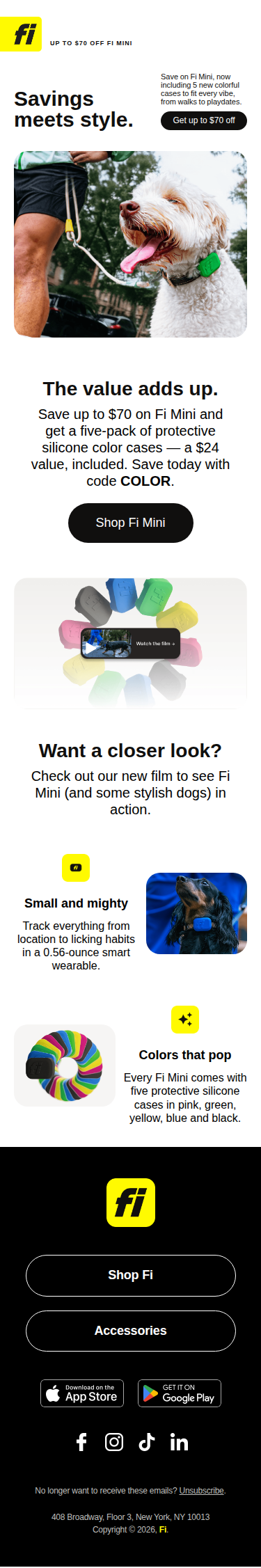 Up to $70 off Fi Mini — color cases included