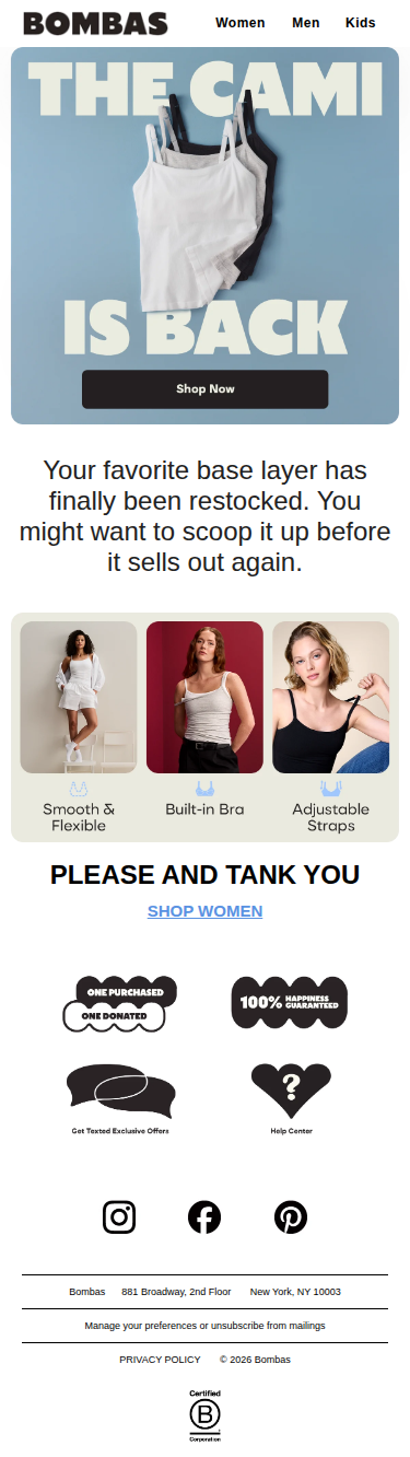 Back in Stock: Smooth, Seamless Cami