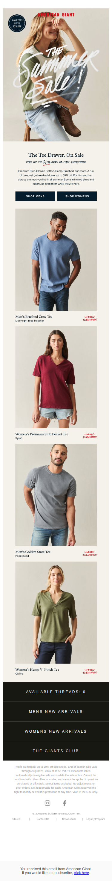 Summer SALE: Tees Up To 50% Off
