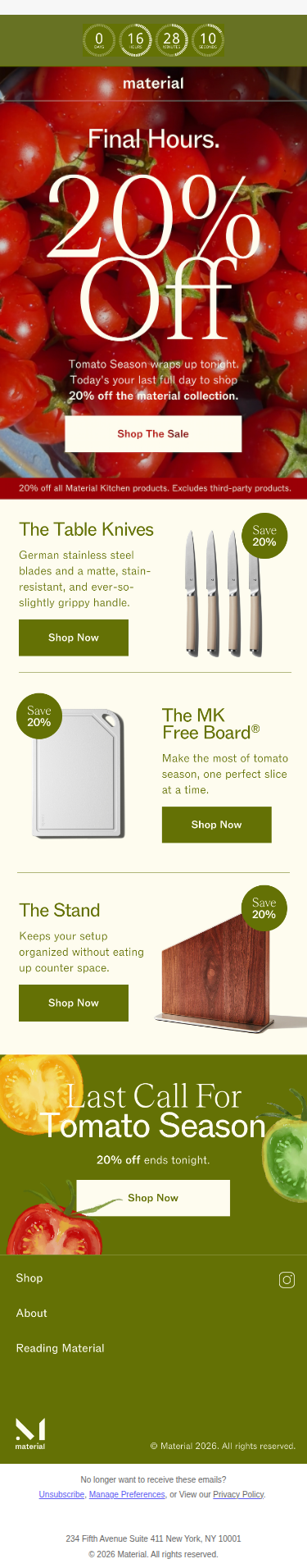 20% Off, One Day Left