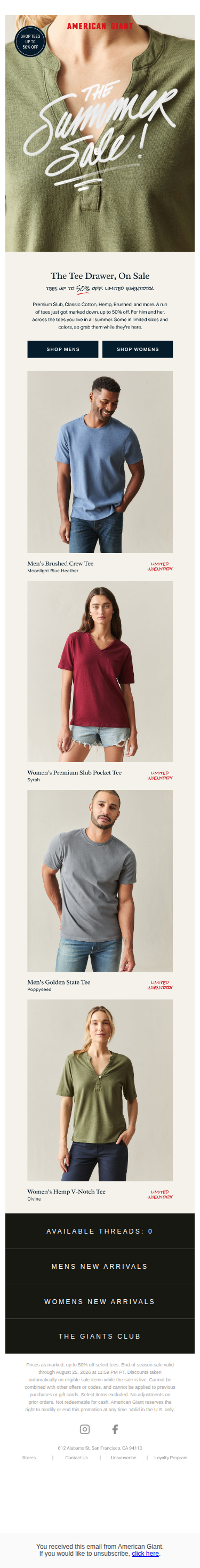Summer SALE: Tees Up To 50% Off