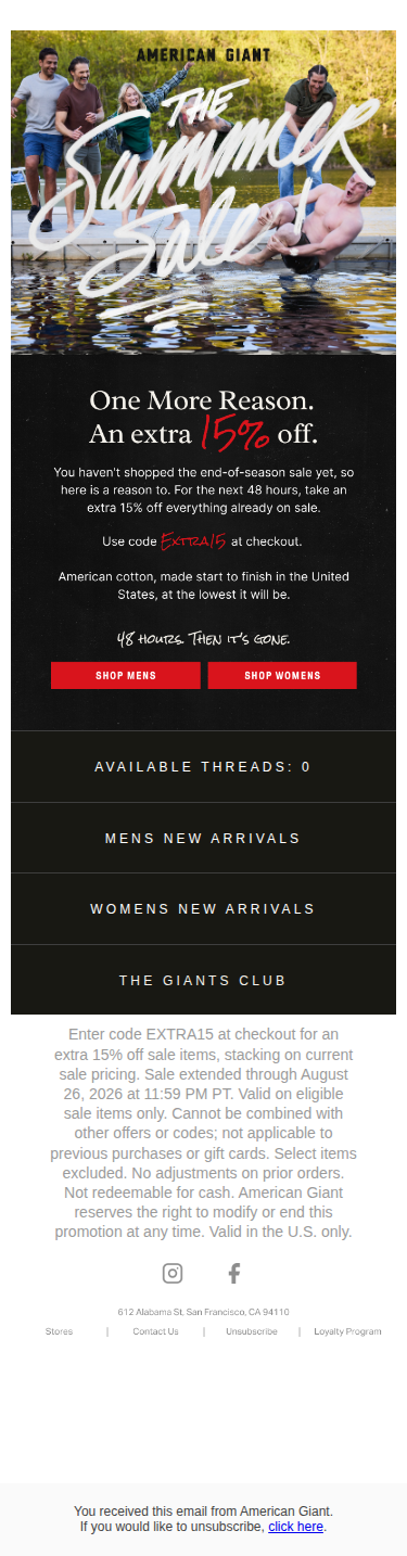 An Extra 15% Off, Just For You